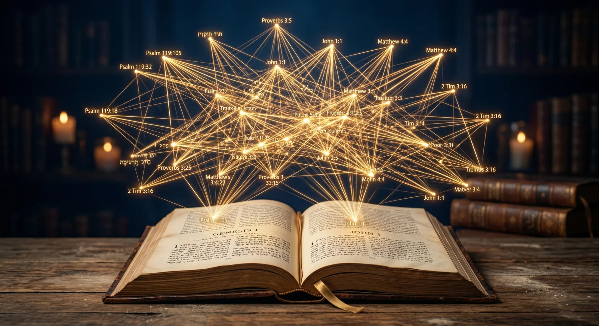AI neural network connecting scripture verses