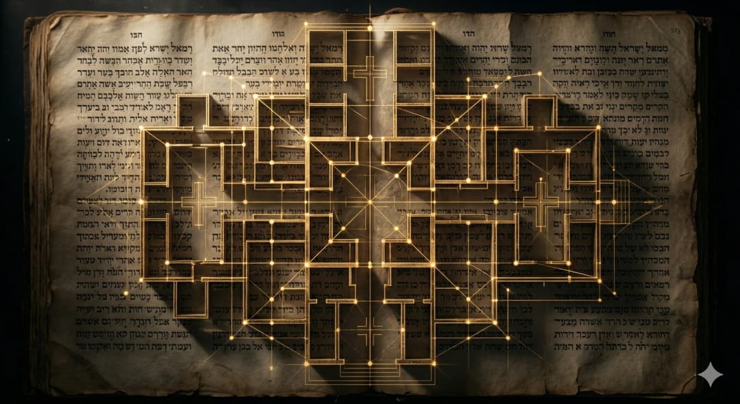 Hebrew Bible with golden connection network