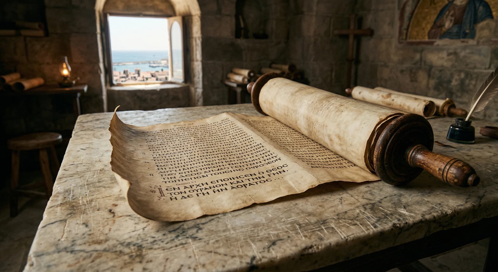 Ancient Greek Septuagint scroll in Alexandria
